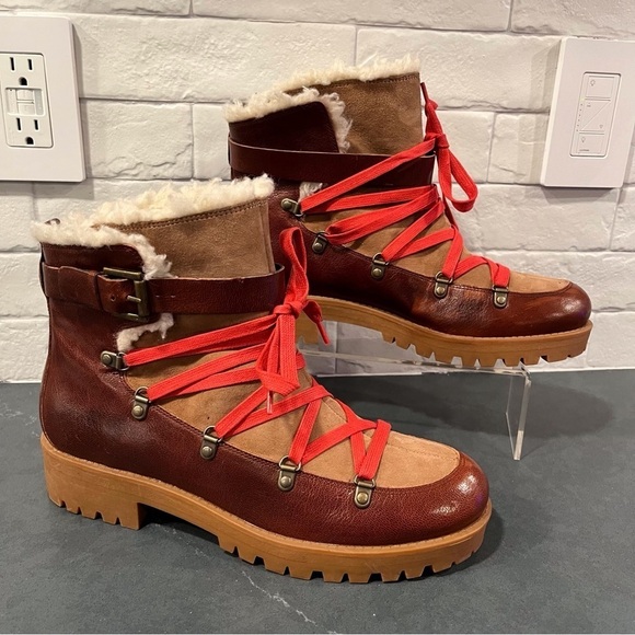 Nine West sz 10 chestnut Leather Orynne Ankle hiking Boot - Picture 4 of 16